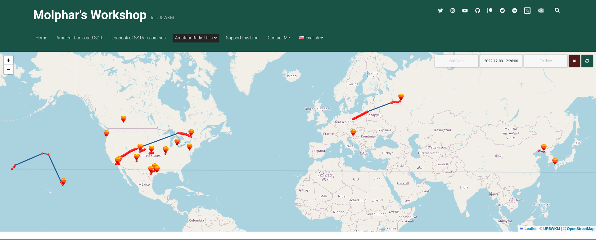 Real-time Amateur Radio Balloons Map